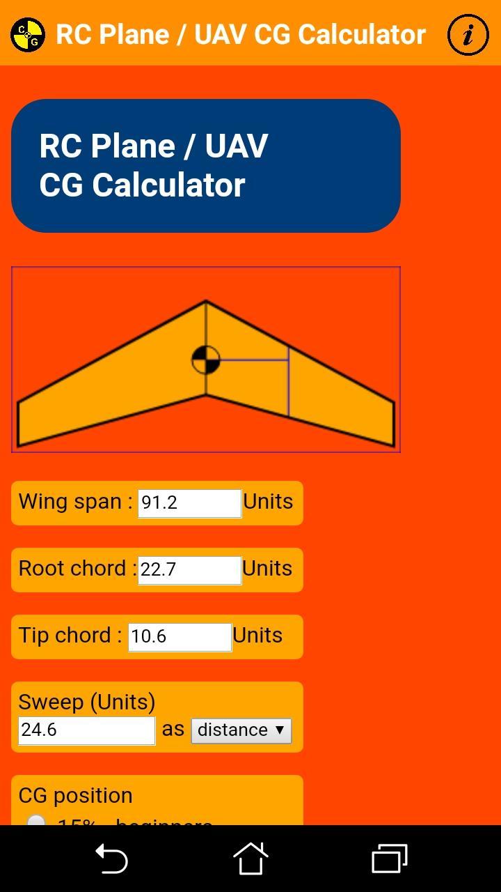 RC Plane CG Calculator